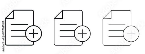 Add document icon logo black pictogram set. Graphic simple vector icon