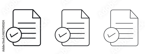 Accept document icon logo black pictogram set. Graphic simple vector icon