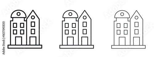 Amsterdam icon logo black pictogram set. Graphic simple vector icon