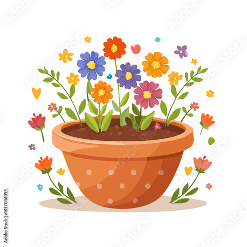 Blumenkübel aus Terrakotta auf transparentem Hintergrund – Studioaufnahme