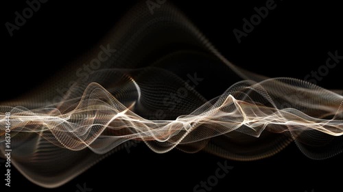 Futuristic video animation with particle wave object in slow motion, 4096x2304 loop 4K