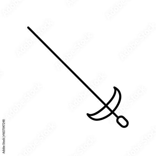 A simple sword lineart on transparent background