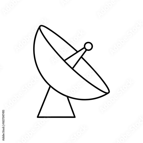 Outline satellite dish on transparent background