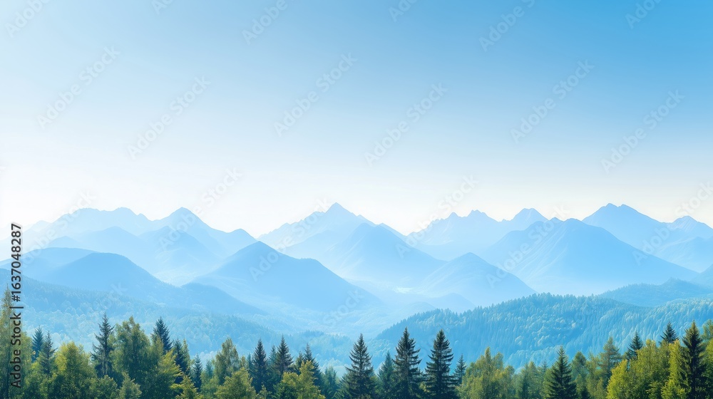 Obraz premium Landscape with mountains, view, nature, mountain range, clear sky
