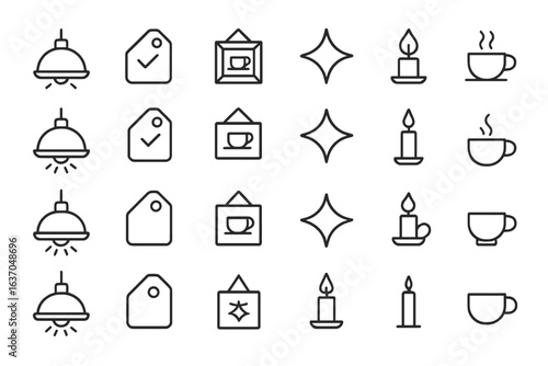 Hospitality and comfort icons representing relaxation and warmth in everyday moments