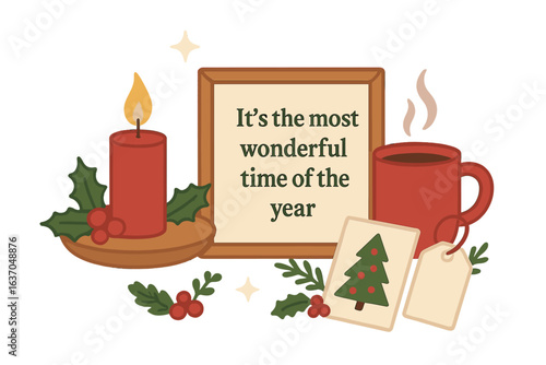 Festive decorations convey joy and warmth during the winter holiday season in a cozy indoor setting