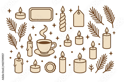 Cozy collection of candles, coffee, and festive elements creating a warm atmosphere for winter gatherings