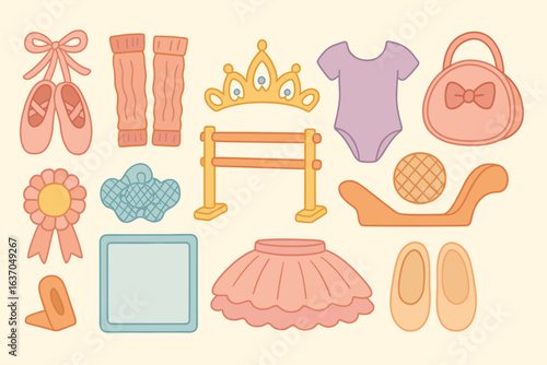 Ballet, dance outline icon set. performing arts, ballet shoes and accessories collection