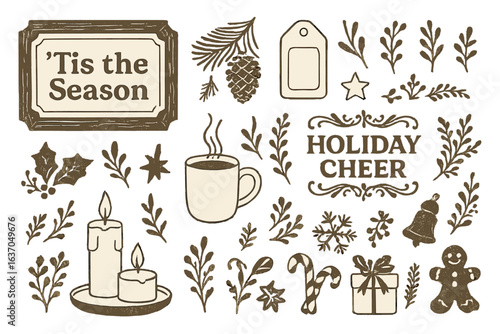 Festive decorations featuring seasonal elements for holiday celebrations and gatherings