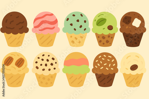 Ice cream, dessert filled icon set. sweet treats, confectionery icons collection