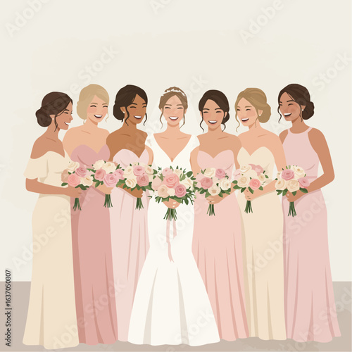 bride and bridesmaids 