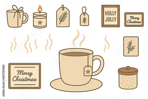 Holiday themed cozy decorations with festive elements for winter celebrations and gatherings