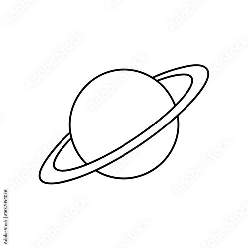 Planet with ring art on transparent background