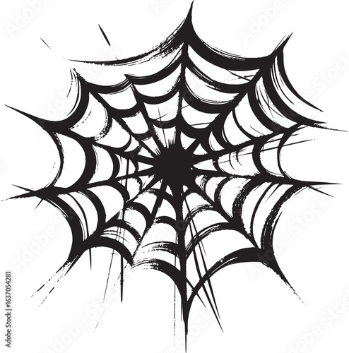 Elegant Cobweb Icon in Minimalist Sumi-e Style with Simple Brush