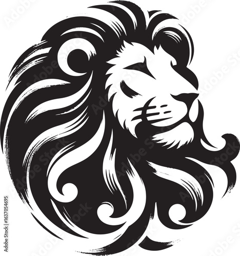 Wallpaper Mural Monochromatic lion head illustration conveying majestic strength Torontodigital.ca