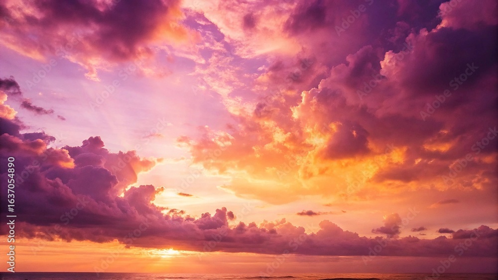Fototapeta premium Beautiful sunset sky with clouds over the sea. Nature background.