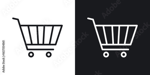Shopping cart icon thin line outline art. Doodle graphics