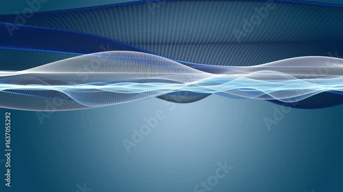 Fantastic video animation with particle wave object in slow motion and space for text, 4096x2304 loop 4K