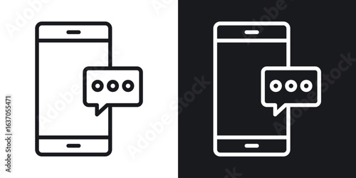 Text message icon thin line outline art. Doodle graphics