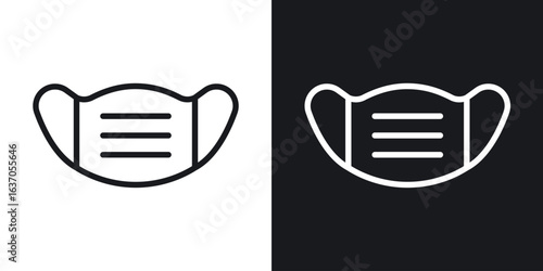 Surgical mask icon thin line outline art. Doodle graphics