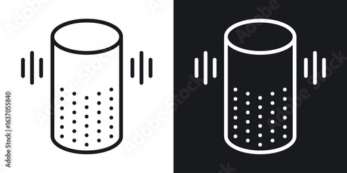 Smart speaker icon thin line outline art. Doodle graphics
