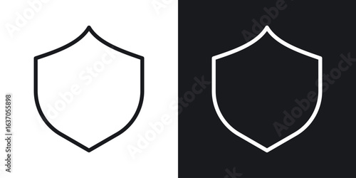 Shield icon thin line outline art. Doodle graphics