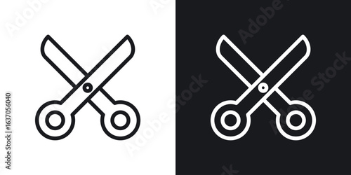Scissors icon thin line outline art. Doodle graphics