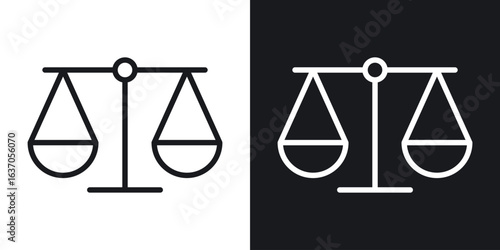 Scales of justice icon thin line outline art. Doodle graphics