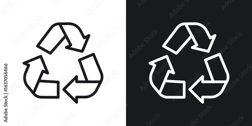 Fototapeta premium Recycling icon thin line outline art. Doodle graphics
