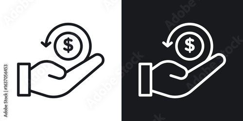 Refund icon thin line outline art. Doodle graphics