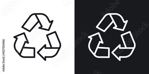 Recycling icon thin line outline art. Doodle graphics