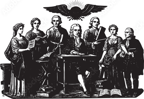 Timeless depiction: Scholarly figures in monochrome, a historica