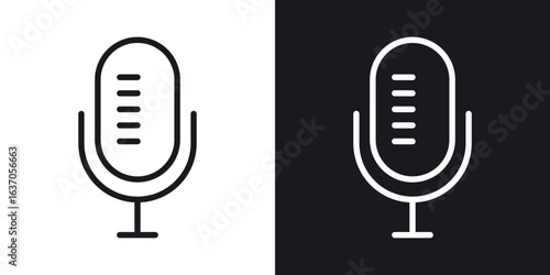 Podcast icon thin line outline art. Doodle graphics