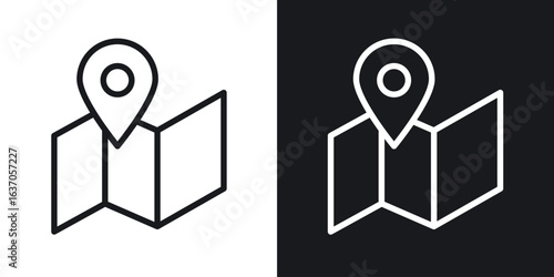 Map icon thin line outline art. Doodle graphics