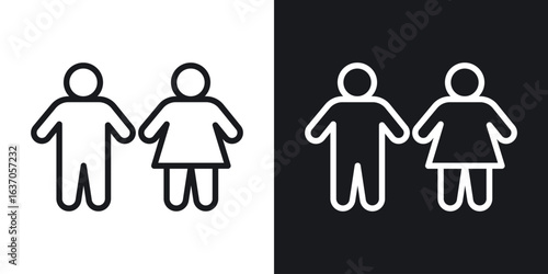 Man and woman icon thin line outline art. Doodle graphics