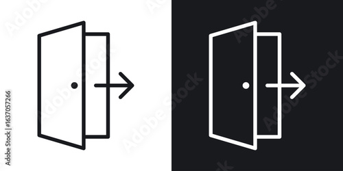 Logout icon thin line outline art. Doodle graphics