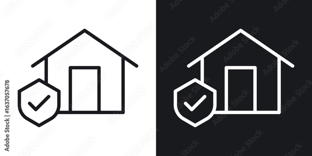 Obraz premium Home insurance icon thin line outline art. Doodle graphics