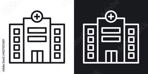 Hospital icon thin line outline art. Doodle graphics