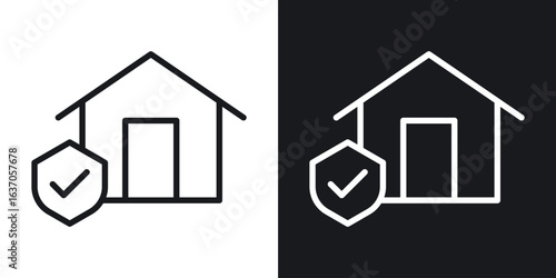 Home insurance icon thin line outline art. Doodle graphics