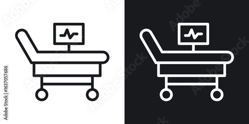 Hospital bed icon thin line outline art. Doodle graphics