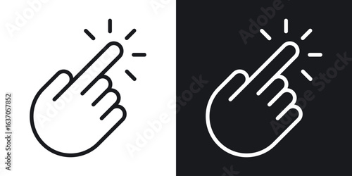 Hand click icon thin line outline art. Doodle graphics