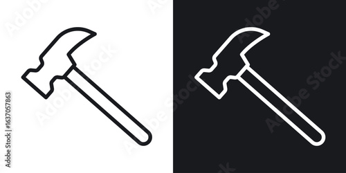 Hammer icon thin line outline art. Doodle graphics