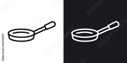 Frying pan icon thin line outline art. Doodle graphics