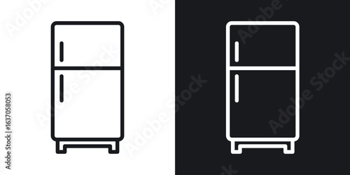 Fridge icon thin line outline art. Doodle graphics