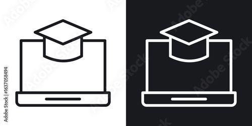 E-learning icon thin line outline art. Doodle graphics