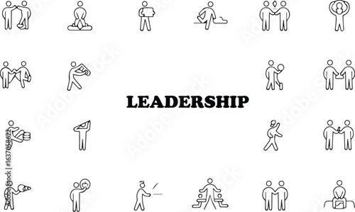 Modern leadership icon set for business and professional use