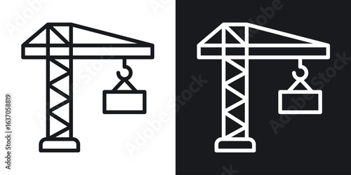 Construction crane icon thin line outline art. Doodle graphics