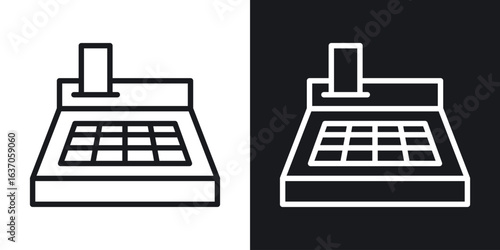 Cash register icon thin line outline art. Doodle graphics