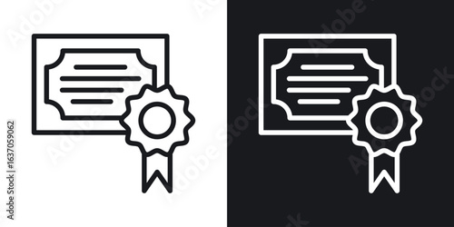 Certificate icon thin line outline art. Doodle graphics