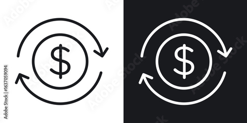Cash flow icon thin line outline art. Doodle graphics